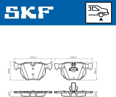 Produktbild von SKF Bremsbeläge Satz Hinten Bremsklötze für BMW 5 Limousine (E60) VKBP 90316