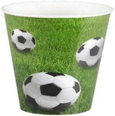 Productafbeelding van 10 Kartonnen Drinkbekers met Voetbal Thema - 0,2L -Gecertificeerd
