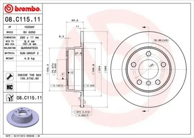 Immagine prodotto di 2x disco freno BREMBO 08.C115.11 per BMW 1 Hatchback (F20) 1 Hatchback (F21)