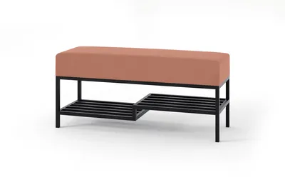 Produktbild von BETTSO Gepolsterte Sitzbank mit Regal auf schwarzem Rahmen in rosa MELLO 80 für Wohnzimmer