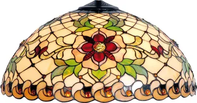 Produktbild von Clayre & Eef Lampenschirm Tiffany Ø 50x25 cm Beige Rot Glas Rose