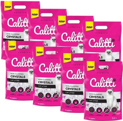 Produktbild von Calitti - Silikat Katzenstreu Premium Crystals Silikatstreu 8-er Set (8 x 3,8 L = 30,4 L)