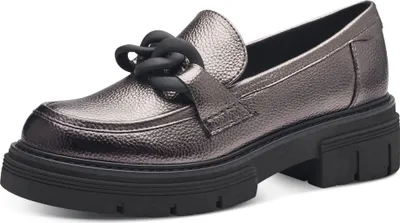Produktbild von MARCO TOZZI Damen Slipper College Loafer Kettendetail Plateau 2-24705-41, Größe:41 EU, Farbe:Silber