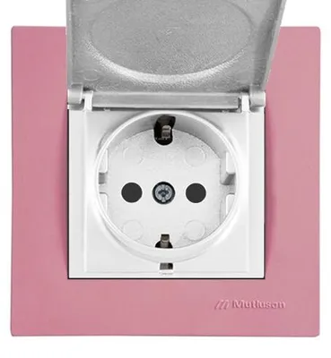 Produktbild von Steckdose mit Deckel Kindersicherung Weiß Unterputz inkl. rosa Rahmen Rita