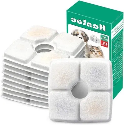 Produktbild von Ersatzfilter für Trinkbrunnen, 12 Stück, Aktivkohle, 25l, quadratisch, für Katzen und Hunde