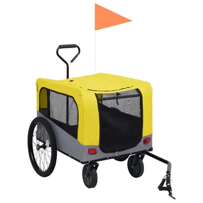 Produktbild von vidaXL 2-in-1 Fahrradanhänger für Hunde und Buggy Gelb und Grau