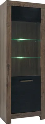 Produktbild von Vitrine Adam mit 2 Türen, Holzoptik und Schwarz, 196cm
