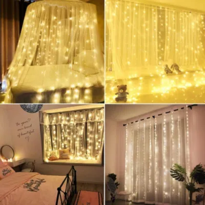 Produktbild von LED-Girlande USB-Vorhang 3x3M 300 LEDs + Fernbedienung - Warmweiß