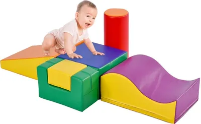 Produktbild von Merax 6 TLG. Schaumstoffbausteine, Riesenbausteine zum Toben und Klettern, Softbausteine aus Schaumstoff, Großbausteine Mehrfarbig, Bauklötze für Babys und Kleinkinder