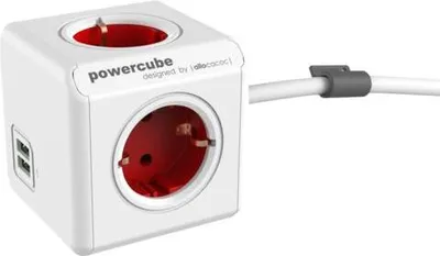 Produktbild von allocacoc PowerCube Extended USB inkl. 1,5 m Kabel rot Type F