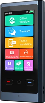 Image de ZELURXX 3" Smart Translator, traduction en ligne dans 137 langues, prend en charge la traduction de photos et la traduction hors ligne, idéal pour le travail, les voyages et les études, 15,5 x 8,5 x 4 cm, gris