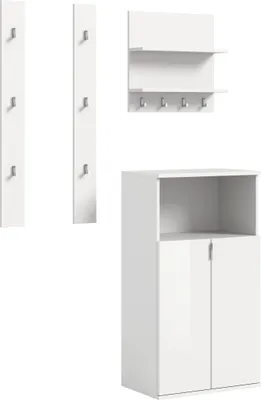 Produktbild von Garderoben-Set >Projekt X< in weiß / weiß hochglanz - 111x191x37cm (BxHxT)