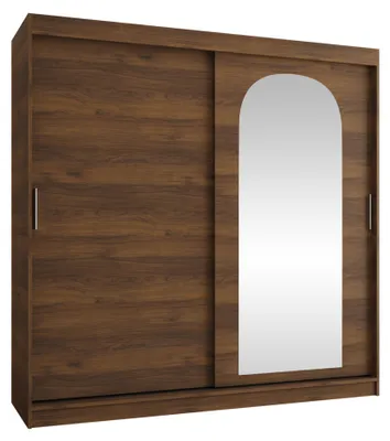 Produktbild von MIRJAN24 Kleiderschrank Selfie 200, Schwebetürenschrank mit zwei Kleiderstangen, Garderobe (Farbe: Nuss Warmia, Größe: 200 cm, ohne Schubladen)