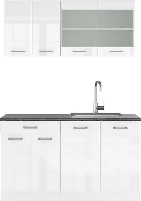 Produktbild von Singleküche Vicco R-Line Weiß Hochglanz 140 cm , AP Anthrazit, Model 42550