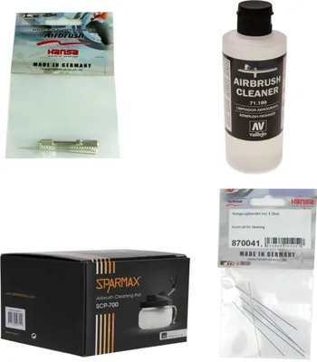 Airbrush Reinigungsset Harder & Steenbeck Cleaning Pot Bürsten Nadeln Reiniger