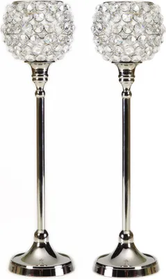 Produktbild von Kristall Kerzenständerr Marie L 2er SET Teelichthalter Kerzenhalter Kerzenleuchter Tischdeko Gastgeschenke silber