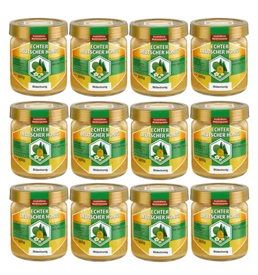 Produktbild von Echter Deutscher Honig aus Südhessen. 12 x 500g Blütenhonig - schonend geerntet, schonend verarbeitet, fein gesiebt und ungefiltert