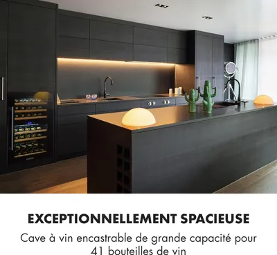 Image de Klarstein Cave a Vin Encastrable, Caves à Vin de 132L avec une Porte en Verre, Cave a Vins à Double Zone, Bar Intérieur/Extérieur, Frigo Vin, Cave a Vin de Vieillissement, Cave à Vin 35 Bouteilles