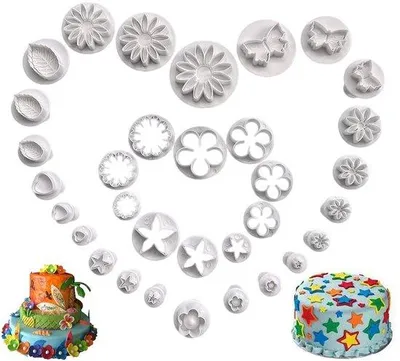Produktbild von 33 Stück Fondant Kekse Plunger Cutter Zuckerwerk Blume Blatt Schmetterling Herz Stern