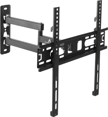 A black metal TV wall mount is shown against a white background.