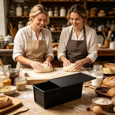 Produktbild von Brotbackform mit Deckel – 25x13x12cm Kohlenstoffstahl, antihaftbeschichtete Kastenform für Sandwichbrot mit langlebiger, gleichmäßiger Wärmeverteilung