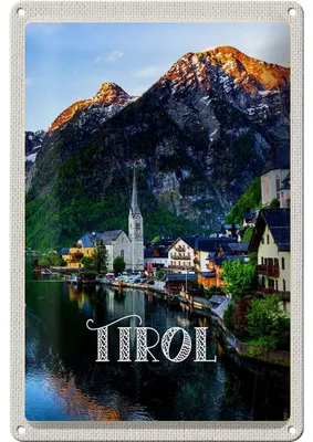 Produktbild von Blechschild Reise 20x30cm Tirol Stadt am Wasser Gebirge
