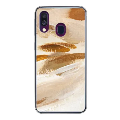 Produktbild von MuchoWow® Handyhülle Schutzhülle Hülle für Samsung Galaxy A40 Farbe - Beige - Weiß Silikon Softcase Handy Hülle - Handy-Tasche