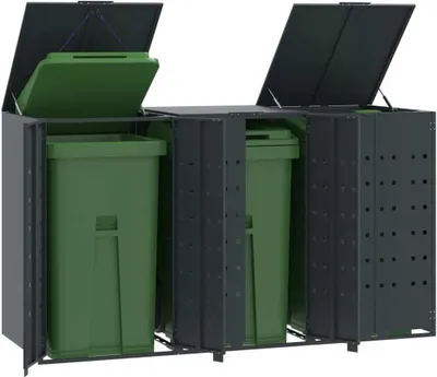 Produktbild von "2026 Promotion" Mülltonnenbox für 3 Tonnen Anthrazit 207x79x117 cm Stahl - Mülltonnenboxen CC13817