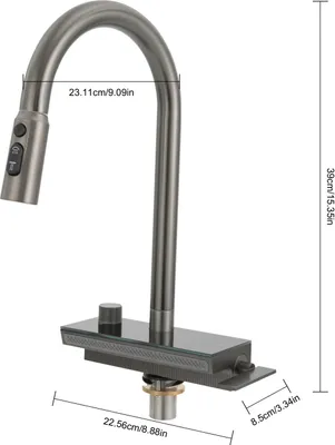 Obrázek produktu pro Moderní vytahovací kuchyňská baterie s ukazatelem teploty stříkání vodopádem šedá