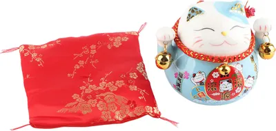 Obrázek produktu pro Lucky Cat Coin Bank 4.5in Exquisite Cute Bring Luck Good Wish Ceramic Fortune Cat Saving Pot Desk Decoration Blue