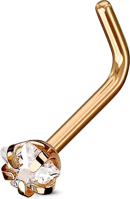 Produktbild von Nasenpiercing Stecker Nasenstecker Stift Nasen Piercing gebogen Zirkonia Stern Kristall L-Form rosegold 0,8 mm
