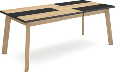 Immagine prodotto di ODIN Tavolo da Pranzo, 194x90x75cm, Per 10 persone, Gambe in legno, Rovere e Nero