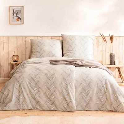 Produktbild von Estella Ateliers Edel-Flanell- Bettwäsche-Garnitur Solaro Farbe creme Größe 135x200 + 80x80