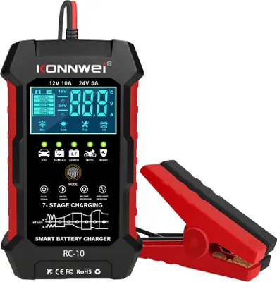 Obrázek produktu pro Konnwei RC-10 Nabíječka akumulátorů s automatikou 12 - 24 V, 5 A / 10 A