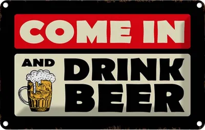 Produktbild von vianmo Blechschild 12x18 cm come in and drink beer Bier Essen Trinken