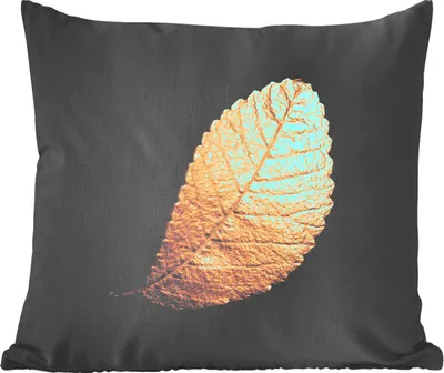 Produktbild von MuchoWow® Zierkissen Sofakissen Wohnzimmer Dekokissen 45x45 cm Gold - Blätter - Schwarz - Pflanzen - Luxus - Natur - Schlafpolster - Polster für das Sofa