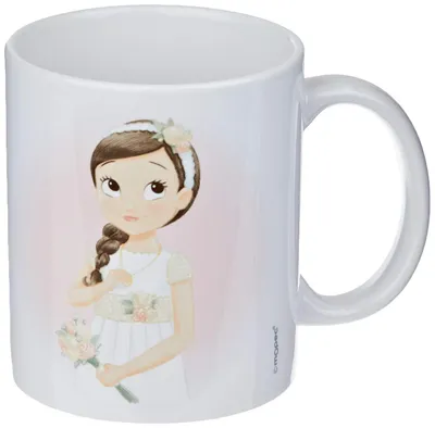 Romantische Kommunion-Keramiktasse, 330 ml, Porzellan, Weiß