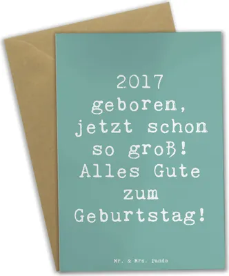 Produktbild von Mr. & Mrs. Panda Klappkarte Spruch 2017 Geburtstag - Meeresbrise - Geschenk, Handgefertigt, osterkarte, Happy Birthday, Grußkarte, Glückwunsch, für Freunde, Grußkarten