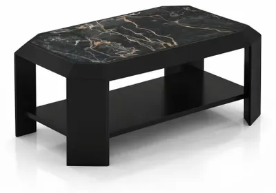 Productafbeelding van Elegant zwart salontafel met designvorm en onderstel