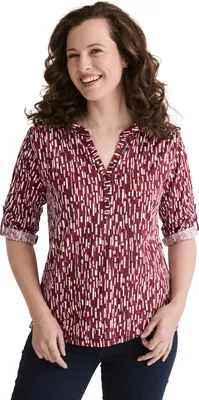 Produktbild von Stooker Women MARIE PRINT Damen Shirt 3/4-Arm Regular Fit 48/50 red square aop