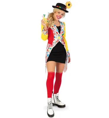 Produktbild von Damen Clown Frack mit Knopf Muster Kostüm bunt Karneval Zirkus Showgirl Parade Clown Kostüm Verkleidung (42)