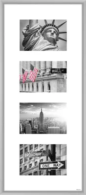 Image de Cadre en aluminium Nielsen Gallery Junior argenté pour 4 photos 10 x 15 cm, 25 x 60 cm