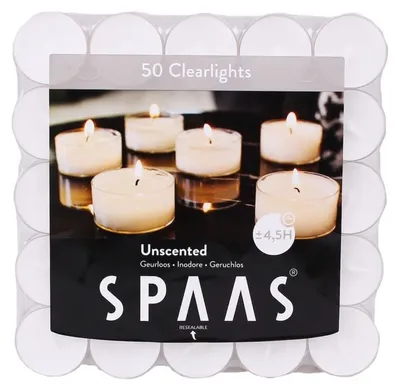 Produktbild von Spaas Teelichter/Wachs-Teelichter - 50x - weis - 4,5 Brennstunden
