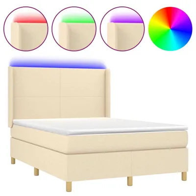 Produktbild von vidaXL Boxspringbett mit Matratze & LED Creme 140x200 cm Stoff