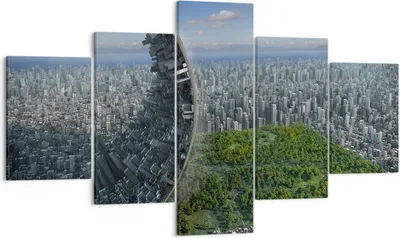 Produktbild von Bild auf Leinwand - Leinwandbild - Baum Park Abstraktion Stadt - 125x70cm - Wand Bild - Wanddeko - Leinwanddruck - Bilder - Kunstdruck - Wanddekoration - Leinwand bilder - Wandkunst - EA125x70-2506