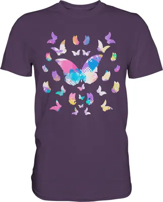 Produktbild von Farbenfrohe Aquarell Schmetterlinge T-Shirt – Urban Purple / XL