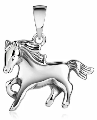 Immagine prodotto di MATERIA, ciondolo a forma di cavallo con catena, in argento 925, per bambine, disponibile con o senza collana, confezionato in una scatola per gioielli (modello KA-501)