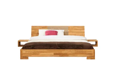 Produktbild von Bett Bento 11 Sonderlänge 160x210 Wildeiche massiv Holzkopfteil und Holzbeine