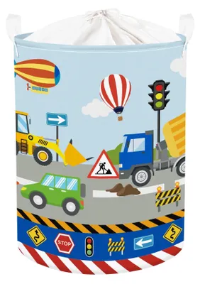Produktbild von Faltbarer Wäschekorb mit Baugeräten für Kinder, 63 Liter