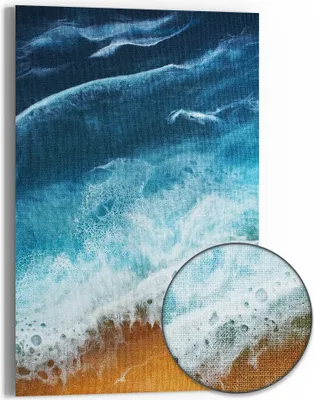 Produktbild von DEQORI Hybrid Leinwand Bild 60x90 cm 'Meeresflüstern' Wandbild Glas flach modern